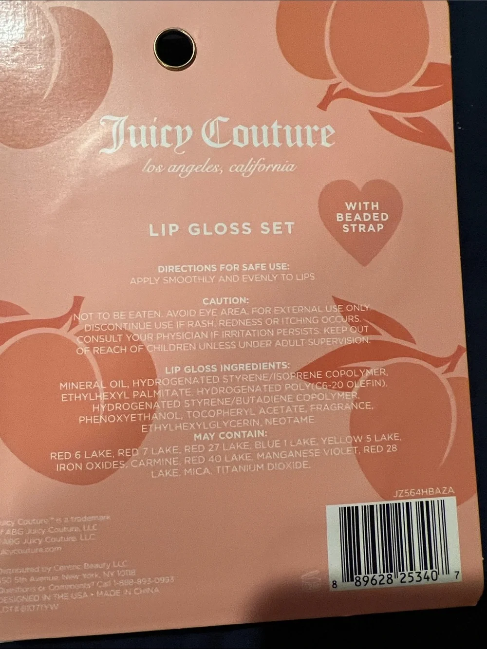 Juicy Couture Peach Lip Gloss Duo with Beaded Charm - Peach